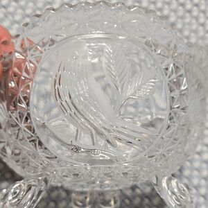 Clear Glass Bowl with Bird Design